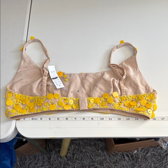J Crew Collection sequin-embellished‎ bra top Size 14 Yellow - Picture 3 of 7